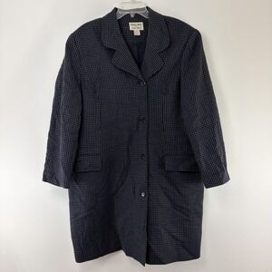 Focus 2000 by Charles Illbeck Women's Wool Coat Navy Patterned‎ Vintage Size 22W